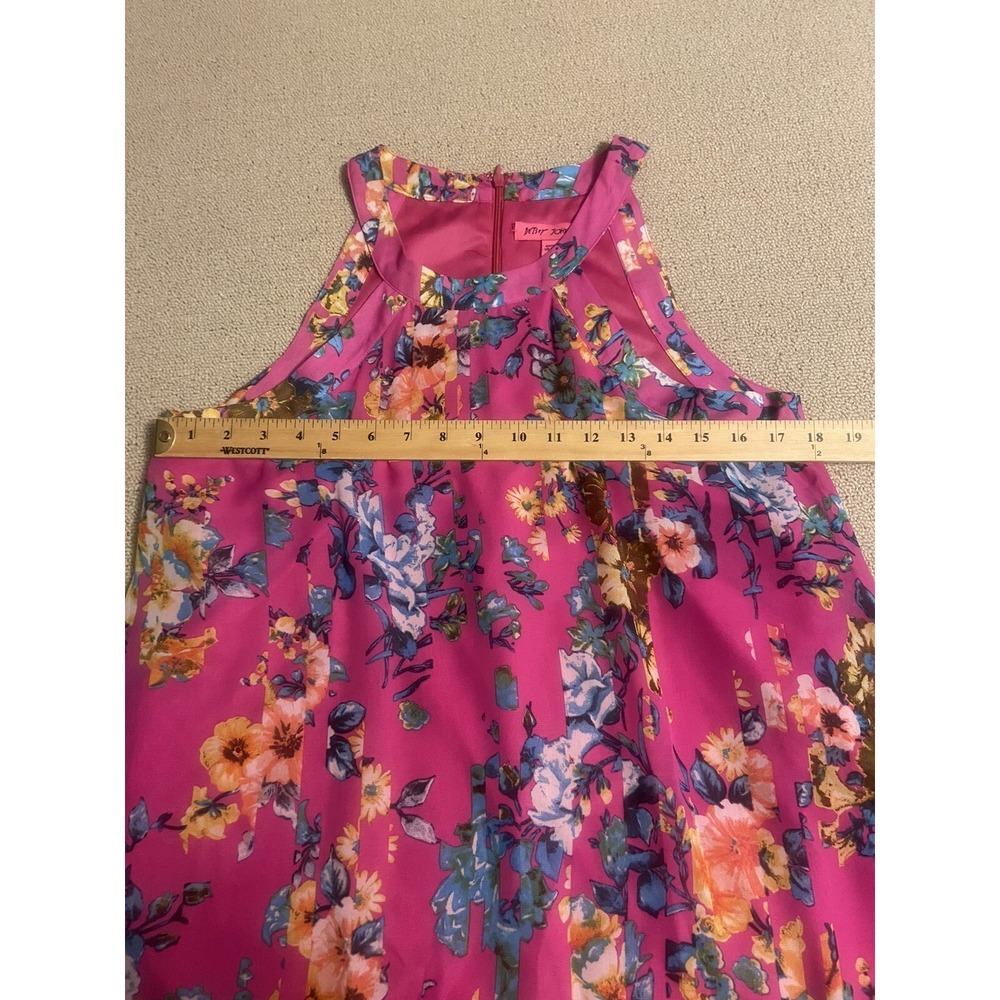 BETSEY Johnson Women's Small Dress Sleeveless Pink Floral Flare Fairy Travel - Picture 15 of 16